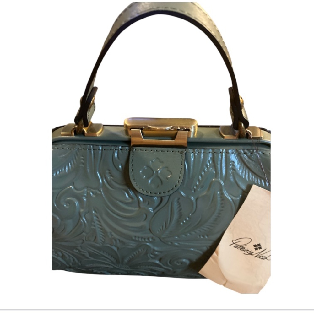 Patricia Nash Sage Green Embossed Patent Satchel - Picture 5 of 12